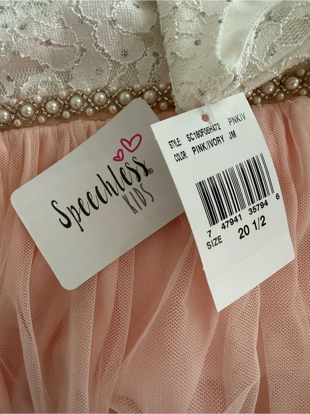 Speechless White Lace Bodice Pink Tulle Girls Formal Dress